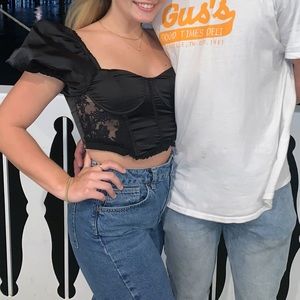 Missguided black satin corset top